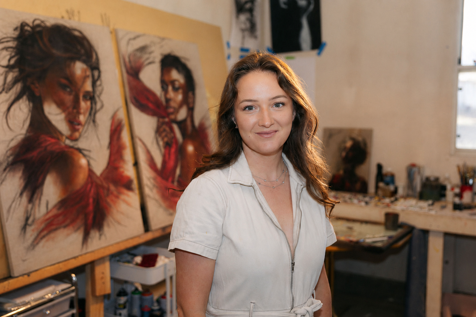 Kristalyn Miguel in her studio