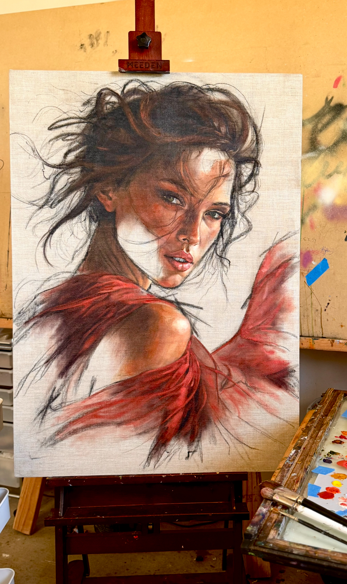 Oil paints in the studio